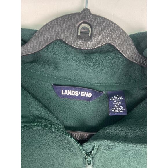 Lands’ End Unisex Youth Large Forest Green Fleece Quarter Zip Pullover 14–16 - Picture 10 of 10